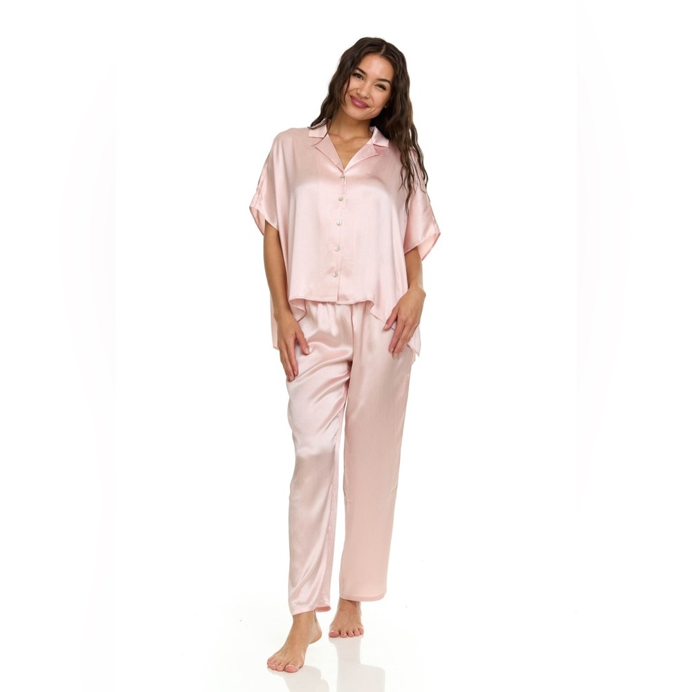 NWT Flora Nikrooz Alessandra Pajama Set in Pink Sand Color Size Small